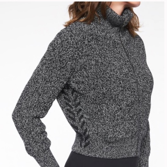 Athleta Swissvale Bomber Sweater, Heather Grey/Black, size Medium - Picture 6 of 14